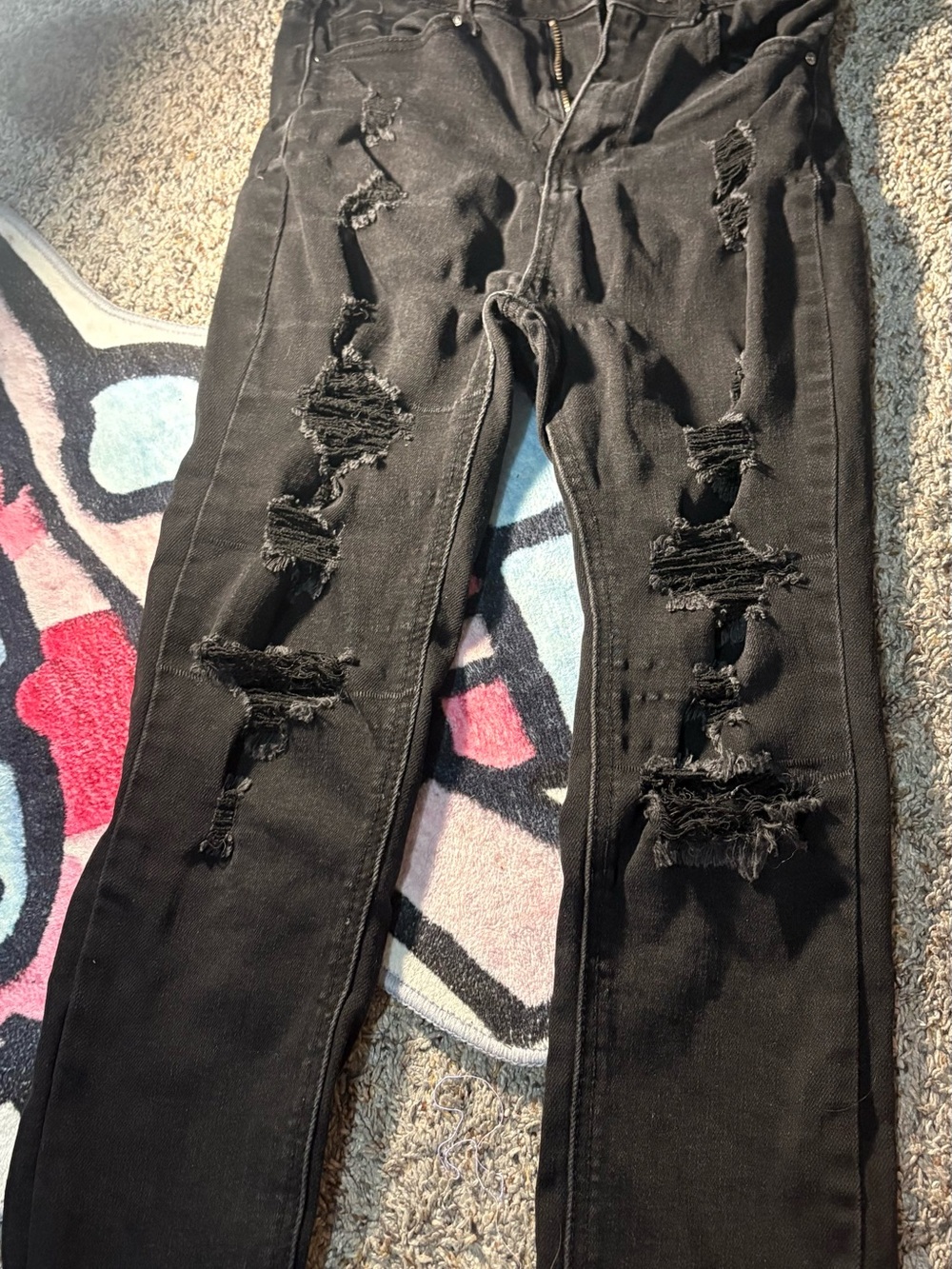Black Distressed Ripped Skinny Jeans